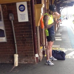 blase-hase:  2sthboiz:     waiting for the train HOT LEGS LOL   I can show u the right way to me…come with me! 