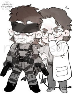~Support me on Patreon~I’ve been filling a bunch of requests for patrons who preordered my book, This Vacant Body :) This was a request for Snake and Otacon~ I haven’t played these games so I relied on the wiki for info so I hope they look okay! Snake
