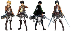 fuku-shuu:   The full sets of standard and DLC costumes for Armin, Eren, Levi &amp; Mikasa in the KOEI TECMO Shingeki no Kyojin Playstation 4/Playstation 3/Playstation VITA game, including the “Lunar New Year,” “Festival,” “Halloween,” and