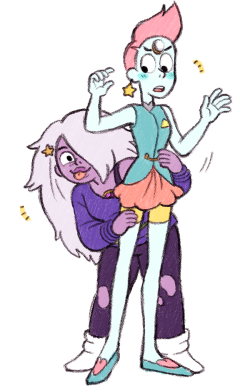 kestinlarsen:  ok this is late, but i just found out about the pearlmethyst bomb today and i must do all of the prompts… i must. so here’s amethyst &amp; pearl in their pilot designs for day 1! 