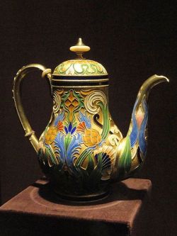 treasures-and-beauty: Teapot, before 1896, House of Faberge, Russia, silver gilt and enamel