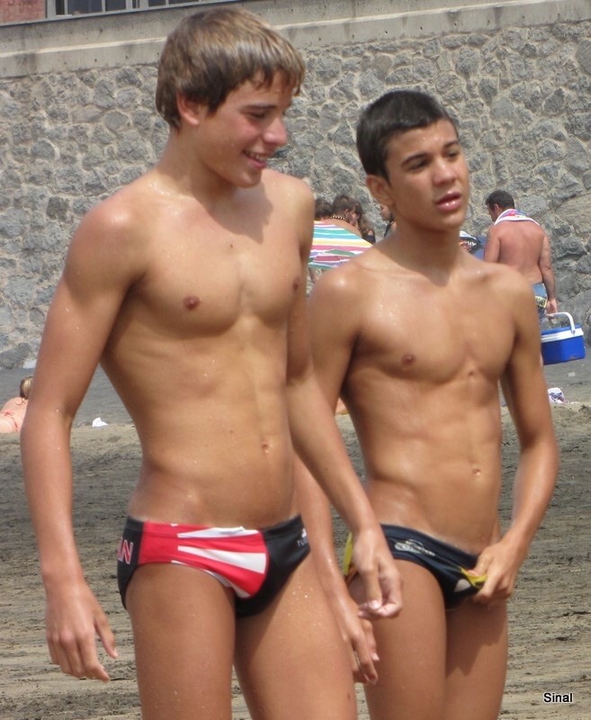 Teenage boys with abs