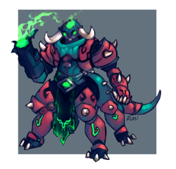 rurukatt: I was thinking about some cool crossovers so here’s a Pit Lord skin concept for Orisa :V