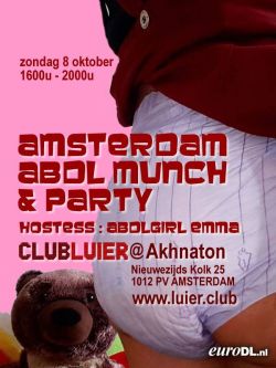   Come to the Club Luier ABDL meet in Amsterdam The Club Luier ABDL meet is on October 8 and its going to be brilliant again If you buy your ticket online, you’ll get  free diaper! Check the website: luier.clubAre you on Fetlife?I’m hosting a Pancake