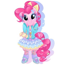 tenaflyviper:  This is sort of a companion piece to the &ldquo;sweet lolita&rdquo; Mabel Pines I did a while back. Also, I just thought Pinkie Pie would look adorable all decked out in fairy kei fashion.  She looks like she just finished a shopping spree