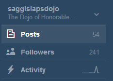 saggislapsdojo:  Haven’t really been paying attention to the numbers lately, didn’t expect a quarter of the followers I have for the Dojo. If I had only one person to see my work, its worth it. For 200 followers, I think a new icon would be in order