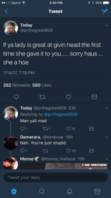 kravemychocolatekurves:  peez-y:  clarknokent:  eccentric-nae:  That’s what she get  Well shit  Jesus Christ  But back to the original statement. How does being great at giving head make a woman a hoe?  This just all bad 😂😂😂