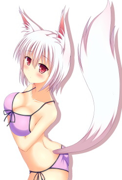 pantherrh:  白狐 | D-Savio [pixiv] White Fox by D-Savio. An original character, most likely his kanban musume (signboard girl). 