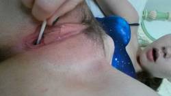showjw:  Cumdumpster filling her loose pussy with a lollipop. Want me to train you how to fill yourself (helpful hint: don’t use lollipops). If you want personal pussy stretching and object  stuffing training, just message me privately (I can’t respond