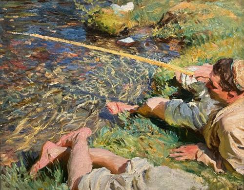 beyond-the-pale:   John Singer Sargent - Val d’Aosta: A Man Fishing, c. 1907 Addison Gallery of American Art  