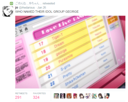 lovelivesip:  WHAT THE???? XD  This is an all girls competition so, maybe a group of girls named their group after a boy they love?
