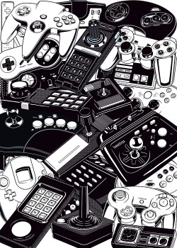 rechirax:  Retro Gaming: Joysticks &amp; Controllers by   Yves-José Malgorn a Freelance Graphic Designer.  22 famous retrogaming joystcks and controllers,  from video game consoles : Atari Jaguar, Atari 2600, Atari 5200, Atari 7800, ColecoVision,