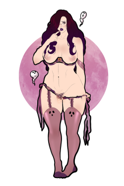 I’m going to be posting some Halloween lingerie commissions- Right now these are only available for Patreons, I’ll see if I have any room left for public release after this week. Character belongs to respective owner! She’s a cute ghost, and can