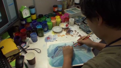 bewareofmpreg: hand-painted backgrounds from the kill la kill making of documentary 