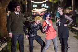 schwaycosplay:  Saturday’s Night in the Woods group!   I’m Mae! Angus is @obesepanda12 and Gregg is @crispy-civilian and Bea is @bsods!! Go Dream team! Love cosplaying with these kids. Makes me miss Fanime even more since now that it’s over! Please