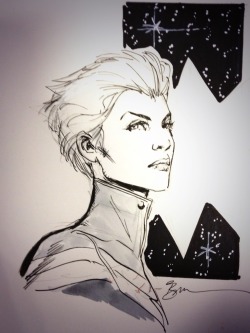 handdrawnhero:  The AMAZING Captain Marvel sketch I got from Phil Jimenez at Boston Comic Con. Apparently it was the first time he’s ever drawn Carol as Captain Marvel! 