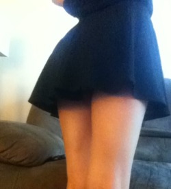 aslaveobeyss:  I’m guessing I should avoid bending over today   Nice up the skirt view.