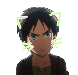 arminoujisama:  2uncute:  Here! Have some transparent cuties with neko ears and whiskers!  I don’t think Eren likes his neko ears much… 