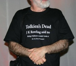 ateacupinastorm:  herebetrouble:  thestandardnerd:  Terry Pratchett…the man, the myth, the legend.  Pratchett would always be my first choice of those four.  Should have added “George RR Martin’s watching football”  btw, it&rsquo;s Sir Terry Pratchett.