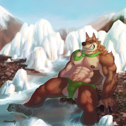 mixvariety:  Relaxing in a glacier riverCommission to getfur, thank you! 
