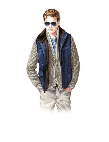 Loro Piana fw15 - Fur vest and chunky knitwear