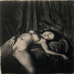formerlyuncredited:  Lying nude by Dmitri Kuklin Cyanotype on Aquarelle paper 30x30cm