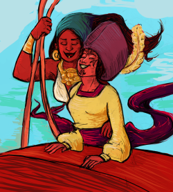 wombuttress-art:  MARCH OF DRAGON FEMSLASH! Day 31: and to wrap up this year’s month of dragon femslash, throwback to good old Merribela. this time they’re pirates and draw in a completely different style from every other picture in the series. Day