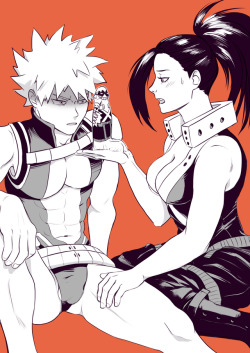 reallyporning: kinktober day 10: object insertion (implied) + crossdressing Bakugou: is that a dildo with my costume onMomo: …..Yes :’D? Can I–Bakugou: NOMomo: *looks crushed*Bakugou: OKAY FINE 