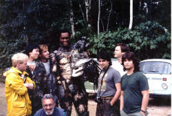 fuckyeahbehindthescenes:  The invisibility effect was achieved by having someone in a bright red  suit (because it was the farthest opposite of the green of the jungle  and the blue of the sky) the size of the Predator. The red was removed  with chroma