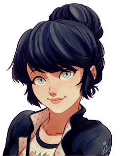 ceejles:  Marinette in a bun is my PURE STRENGHT ᕙ(⇀‸↼‶)ᕗ