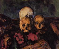 artist-cezanne:  Three Skulls on a Patterned Carpet, 1900, Paul CezanneMedium: oil on canvas