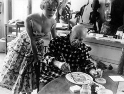 Brigitte Bardot &amp; Pablo Picasso in Cannes,1956.