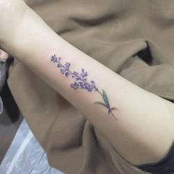 cutelittletattoos:  Blue salvia tattoo on the forearm. Tattoo artist: Muha Lee