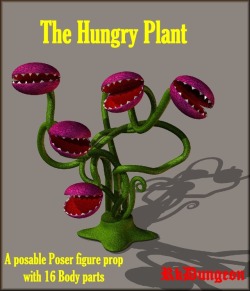  A decorative plant for your scenes. The Hungry Plant is a posable Poser figure prop with 16 Body parts. Created by Kawecki and is compatible in Poser 4  and Daz Studio 4.5  ! The Hungry Plant       http://renderoti.ca/The-Hungry-Plant
