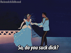empresspinto:  4ever-horngry:  I will never not reblog this.  I like the part where, in the third gif, the loop makes it look like the Prince turns into Cinderella 