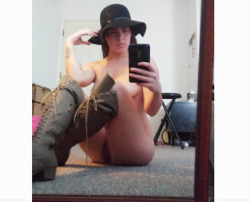 JJDahlia&rsquo;s knee highs and hat make for great accoutrements to this sexy selfie