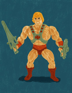 eatsleepdraw:  HE-MAN ACTION FIGURE  by Glen Lowry  Masters of the Universe was my favorite cartoon growing up in the 80’s and so were the action figures.  This image is the first in a series showcasing the first set or “wave” of figures which