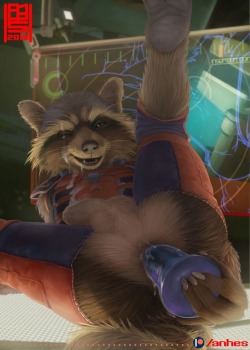 leodore34: Artist 🎨: Anhes =============================== “Shit dude… right in the eye.” 😏=============================== Rocket Raccoon is easily one of my favorite characters in the MCU. Not because he’s a sexy anthropormorphic raccoon