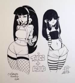 callmepo:  Goofing around before bed, Goth teens Gothifica and Lucy Loud.  Dem Goths!!!