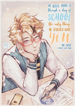 myetie:  Today’s Sketch – Yoosung ★He likes studying at home better ♥