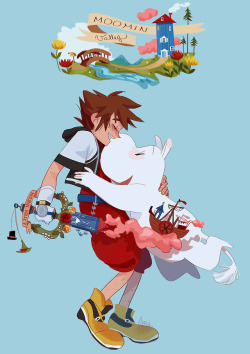 avril-circus: That is honestly the first thing i thought when i read that disney wanted to buy the Moomins. Now, it became an excuse to draw Sora. Moomin and Sora together is the purest thing.