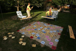 dirtycityredux:  luckyshirt:  This is SO. DOPE. I’m doing this, but with Operation. Or maybe Chutes and Ladders. …with real chutes and ladders. Handmade Lawn Scrabble: the perfect game for long summer afternoons (via secretdark)  so much fun…needs