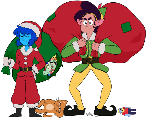 Another Holiday commission!  Lapis and her Buddy Stevonnie ready to spread the charismas cheer~ 