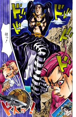 r18yonaka: The most important Vento Aureo panel, now in color. 