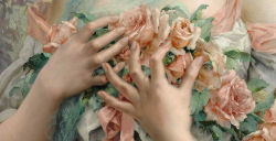 c0ssette:  Painting details áƒ¦ Flowers and Hands 
