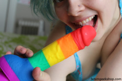 bdsmgeekshop:  Introducing for a limited time only: Silicone Colours Dildo Pride Rainbow Special Edition!Doesn’t @miniature-minx look so handsome with it? (Rainbow socks are on sale now as well!)Get yours before they’re gone!