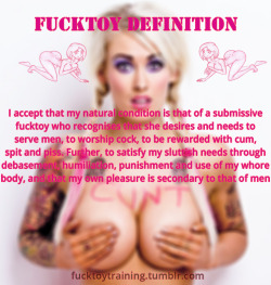 malasuczka96:  fucktoy-school:I have a copy of the full contract this is taken from.  It’s pretty epic.  The cunt and her owner used to be on Fetlife.  All of us sissies should repeat it every night before going to bed ;) 