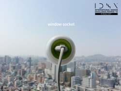 zohbugg:  mccdi09:    Plug It On The Window     The Window Socket offers a neat way to harness solar energy and use it as a plug socket. So far we have seen solutions that act as a solar battery backup, but none as a direct plug-in. Simple in design,