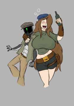ferrousoxide:  Drew some drunk Carina. She’s a loud but happy drunk. Also, not sure if people have taken much heed to character ref information, but Eto is indeed shorter than Carina, ranging anywhere from 2 to 5 inches shorter depending on footwear
