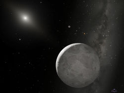 iandsharman:  Eris, the largest of the dwarf planets and its moon Dysnomia. Some Cool Facts About Dwarf Planets and Centaurs! There’s a lot of talk about Pluto at the moment on tumblr. A recent debate on whether or not it should be classified as a planet